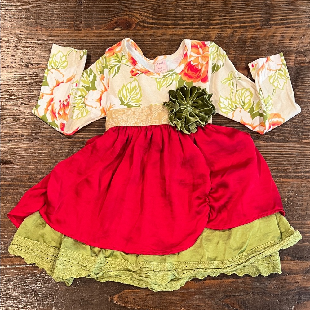 Giggle Moon red and green holiday Dress